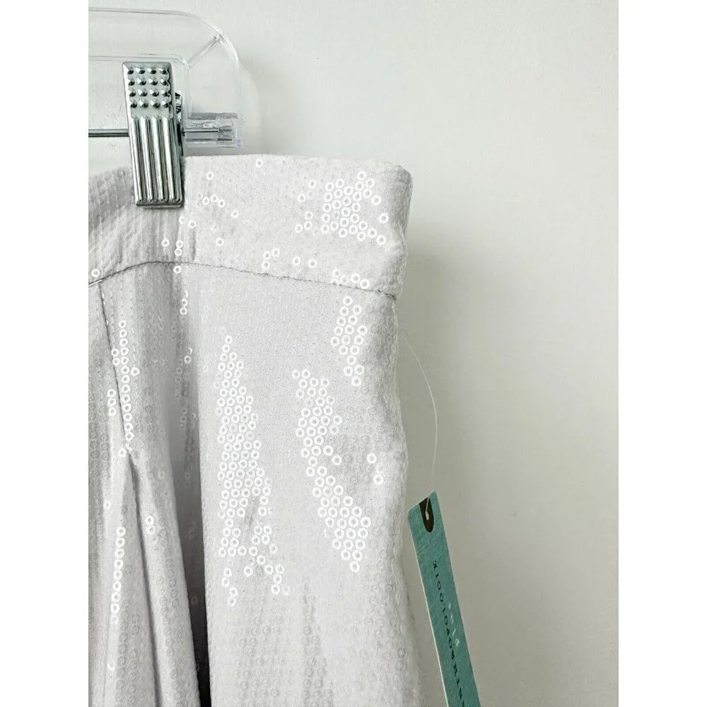 NWT Anthropologie Avery Pleated Maxi Skirt Sequin 20W Silver Party Cockail - Picture 7 of 10